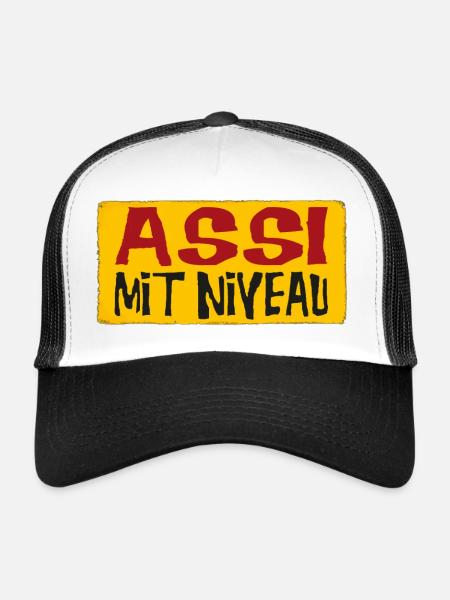 Assi Mit Niveau - Trucker Cap - Weiß/Schwarz