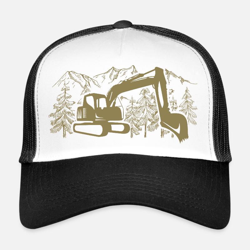 Bagger Silhouette Baugeräteführer Arbeit - Trucker Cap - Weiß/Schwarz