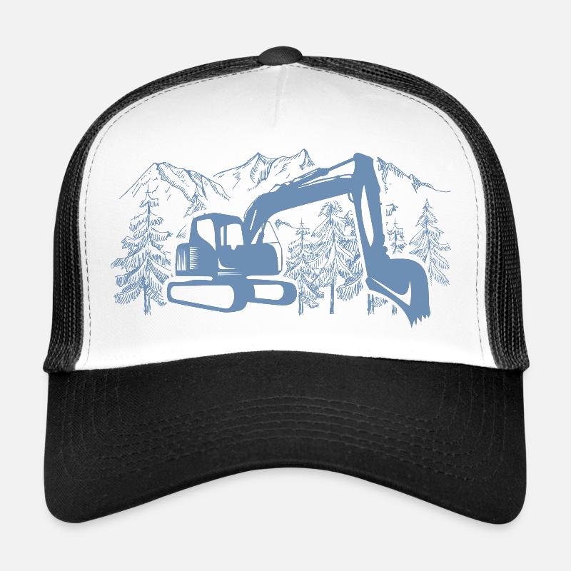 Bagger Silhouette Baugeräteführer Arbeit Trucker Cap
