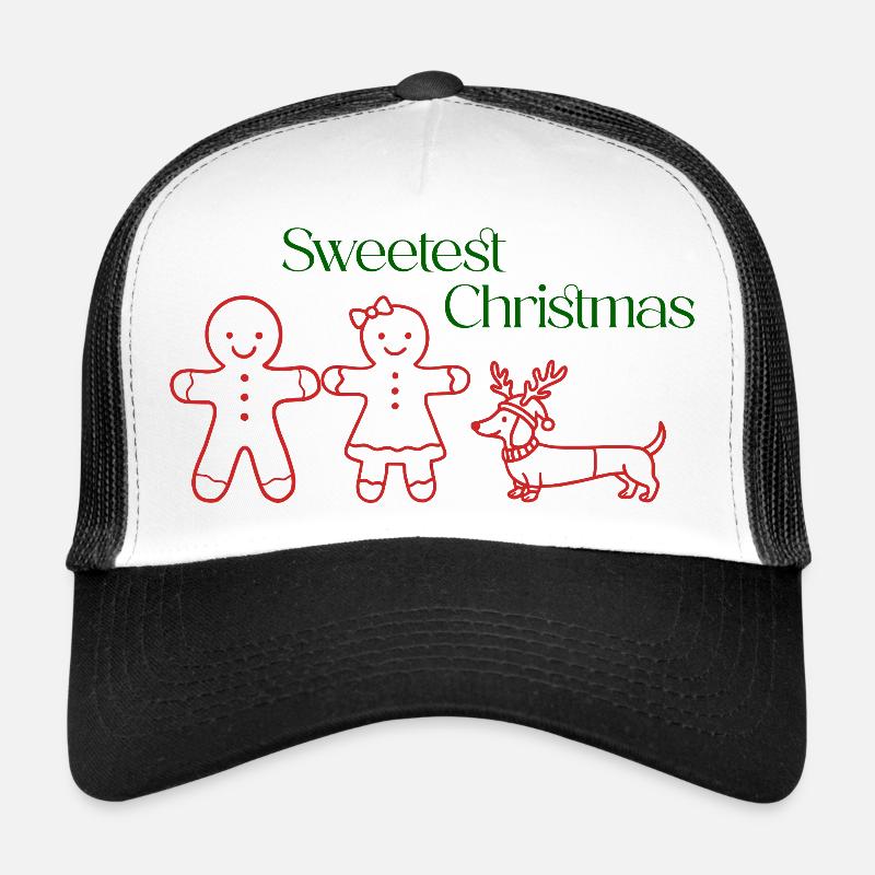Christmas – Gingerbread Couple & Dackel (Red) - Trucker Cap - Weiß/Schwarz