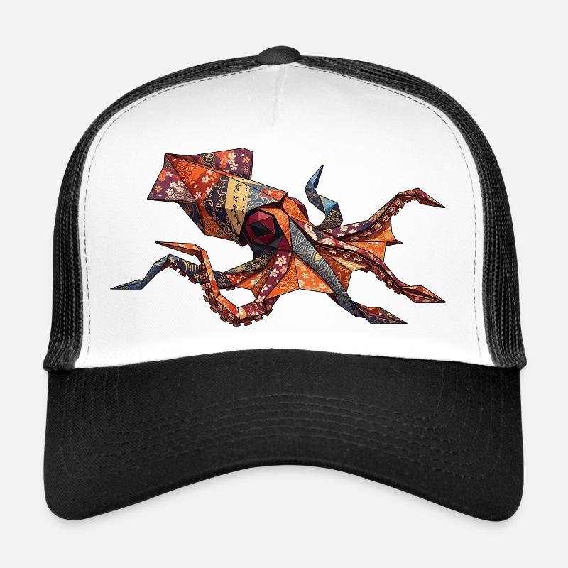 Origami-Krabben-Patchwork - Trucker Cap - Weiß/Schwarz
