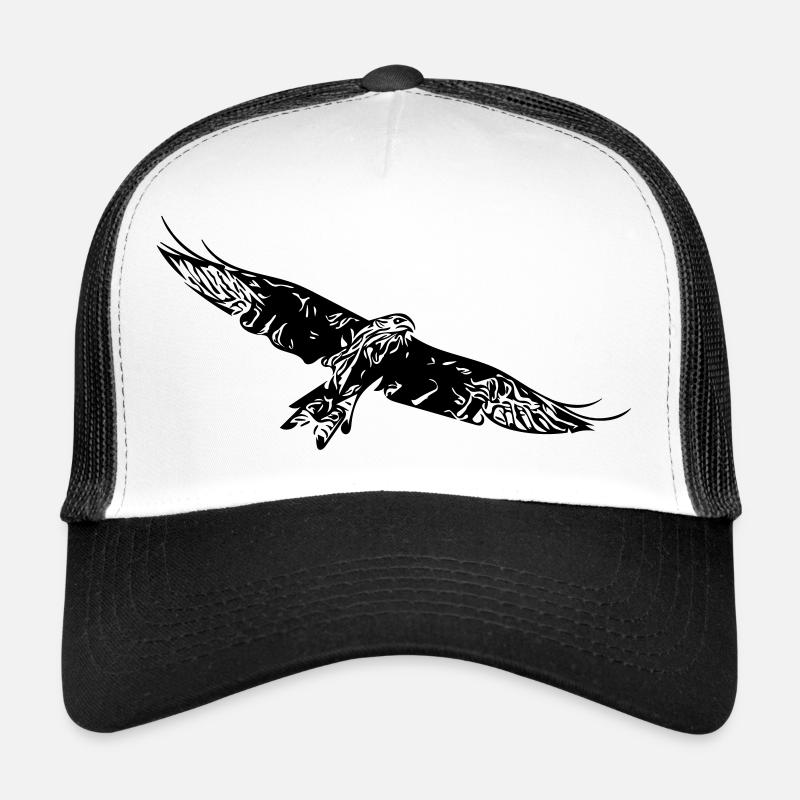 Greifvogel auf breiten Schwingen - Trucker Cap - Weiß/Schwarz