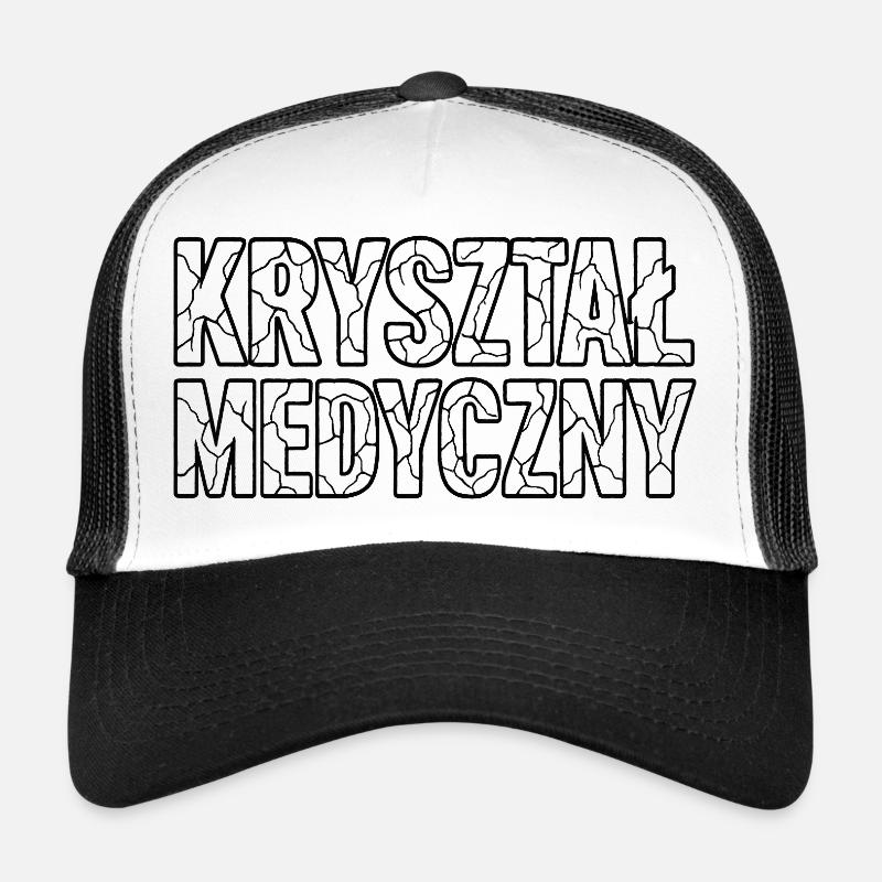 Medizinischer Kristall-Logo-Text - Trucker Cap - Weiß/Schwarz