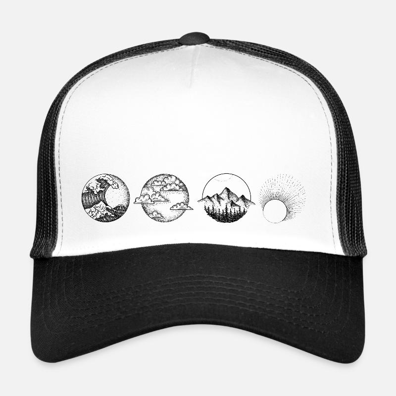 Éléments Dessin dessin print elements - Casquette trucker  - blanc/noir