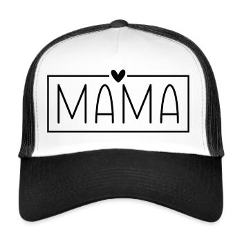 Mama Rahmen Herz Mutter Liebe Muttertag Geschenk - Trucker Cap - Weiß/Schwarz - Vorne