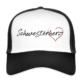 Schwesterherz - schwarz - Trucker Cap - Weiß/Schwarz - Vorne