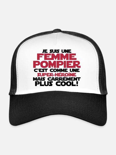 je suis une femme pompier - Casquette trucker  - blanc/noir - Devant