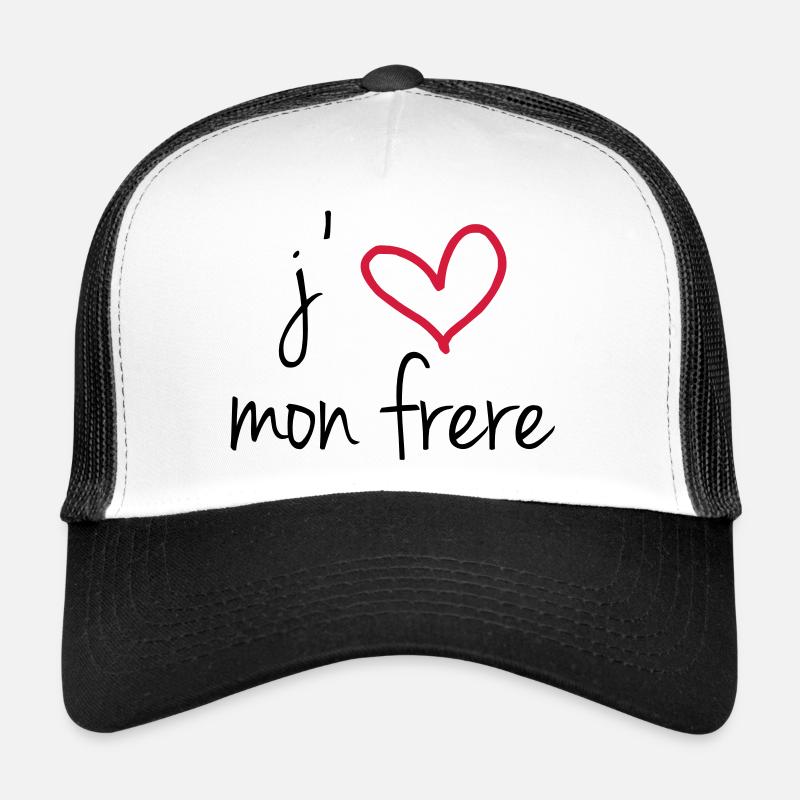 J'aime mon frère - Casquette trucker  - blanc/noir