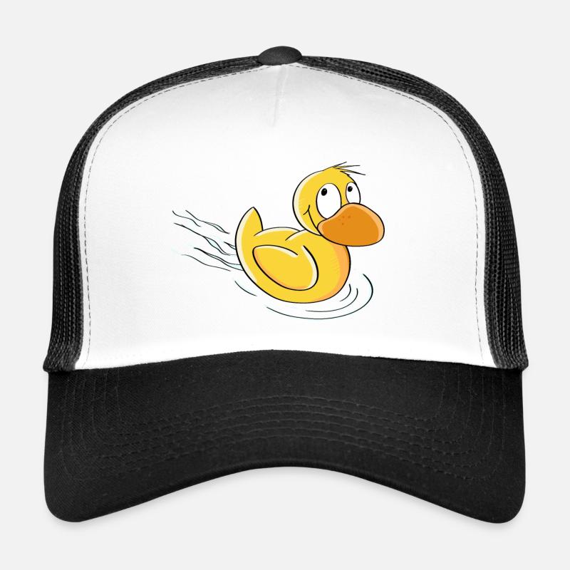 Süße Schwimmende Ente - Comic - Trucker Cap - Weiß/Schwarz