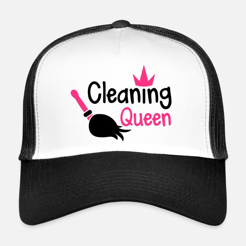 Reinigung Königin mit einem Besen und einer - Trucker Cap - Weiß/Schwarz