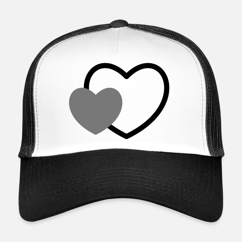 Herz im Herz I 2 Herzen Liebe Geschenk - Trucker Cap - Weiß/Schwarz