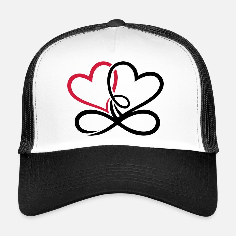 Deux coeurs infini amour infini amour - Casquette trucker  - blanc/noir