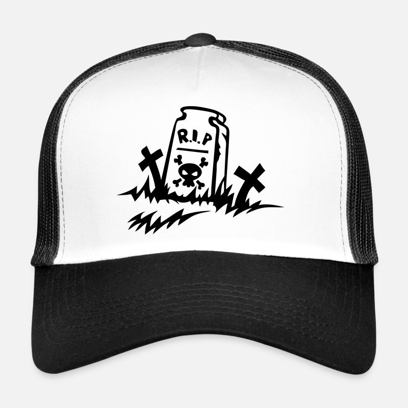 rip reste in peace tomb drawing Trucker Cap