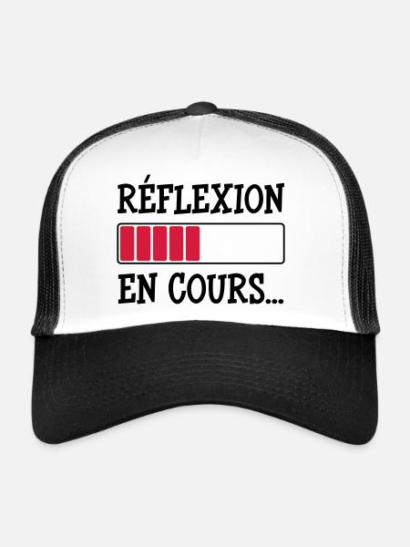 Réflexion en cours... - Casquette trucker  - blanc/noir - Devant