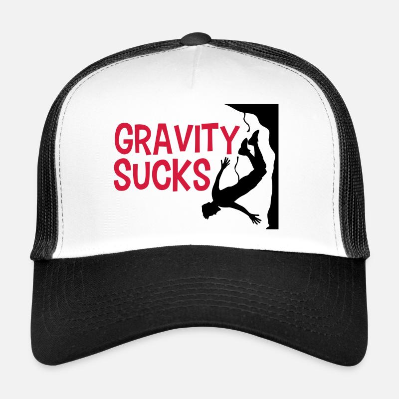 gravity sucks klettern gefaehrlich logo design lus Trucker Cap