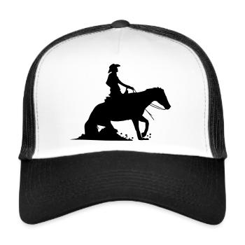 Equitation Western Equestre - Reining - Casquette trucker  - blanc/noir - Devant