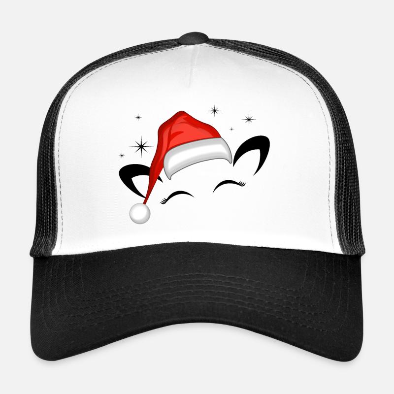 Chat Père Noël Chapeau Étoiles Scintillantes Casquette trucker 