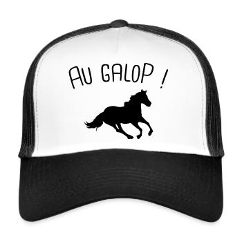 cheval au galop - Casquette trucker  - blanc/noir - Devant