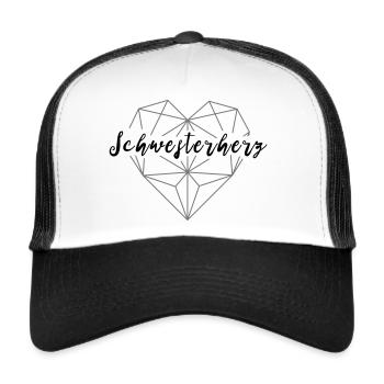 Sister heart - geometric heart 04 - Trucker Cap - white/black - Front