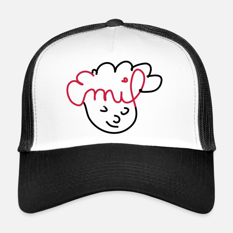 Emil visage dessin - Casquette trucker  - blanc/noir