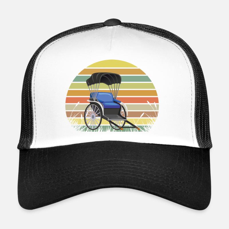 Rikscha Sunset Retro Wiese Trucker Cap