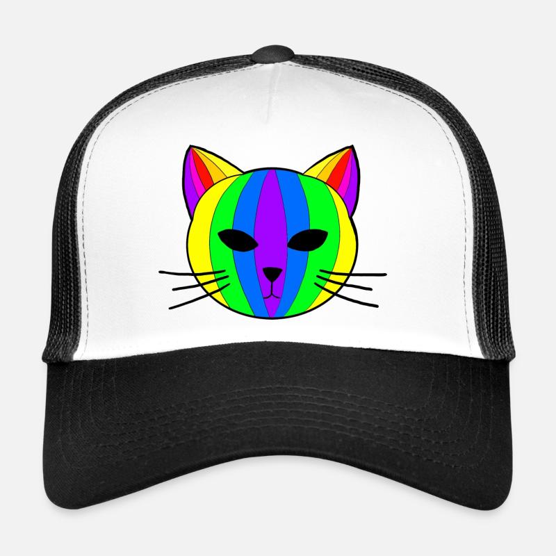 Regenbogen Katze - Trucker Cap - Weiß/Schwarz