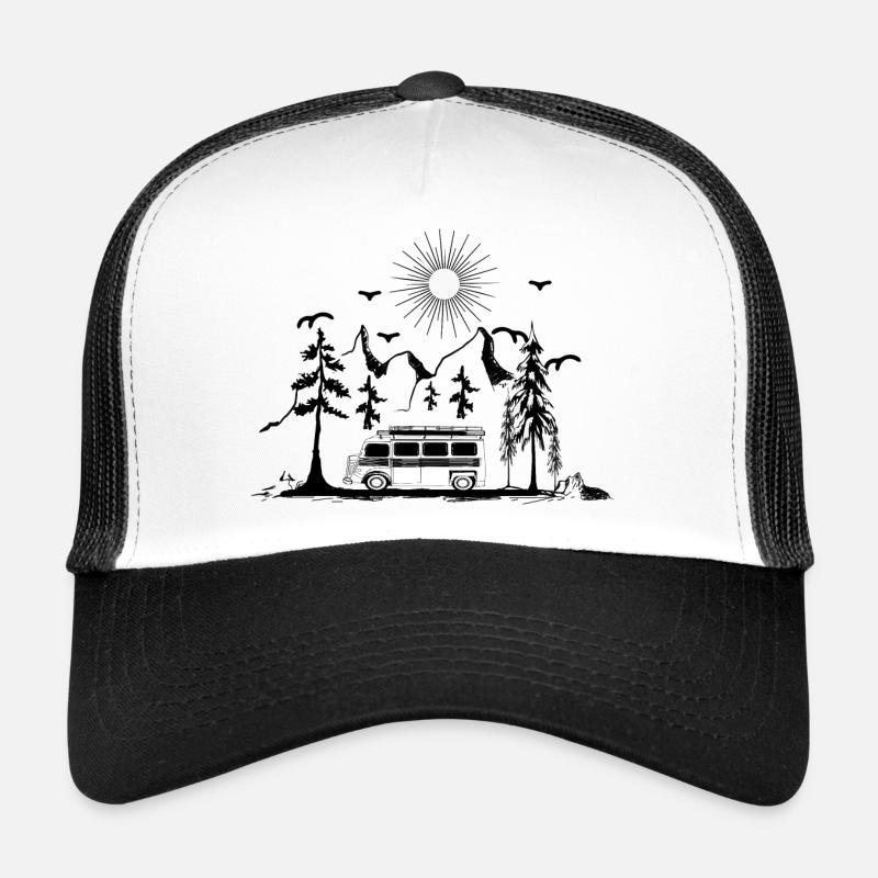 Camping Wohnwagen Camper Campingplatz - Trucker Cap - Weiß/Schwarz