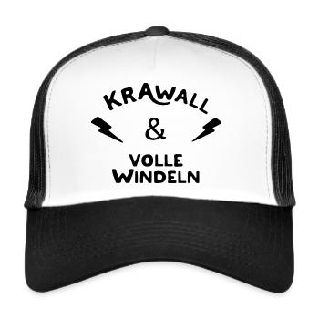 Krawall und volle Windeln - Baby Eltern Mama Papa - Trucker Cap - Weiß/Schwarz - Vorne