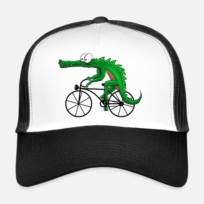 Crocodile with bike Trucker Cap
