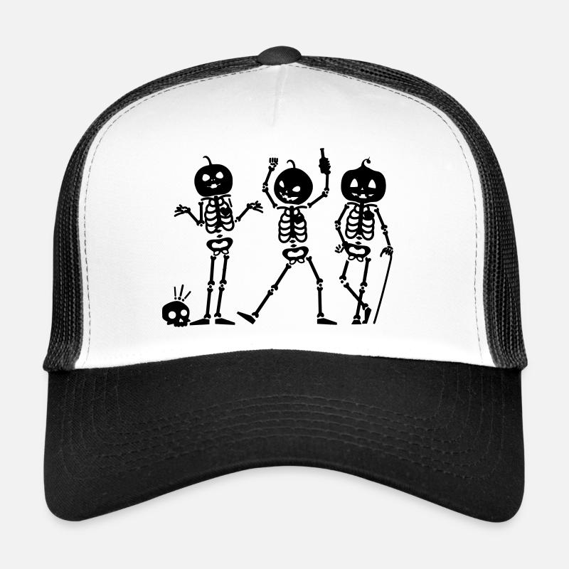 Halloween Skeletons Black Trucker Cap