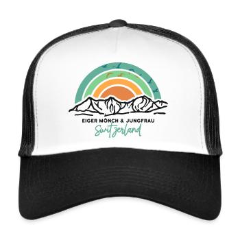 Berge Eiger Mönch und Jungfrau Berner Oberland - Trucker Cap - Weiß/Schwarz - Vorne