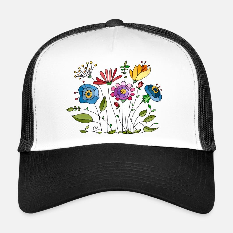 Fleur - Casquette trucker  - blanc/noir
