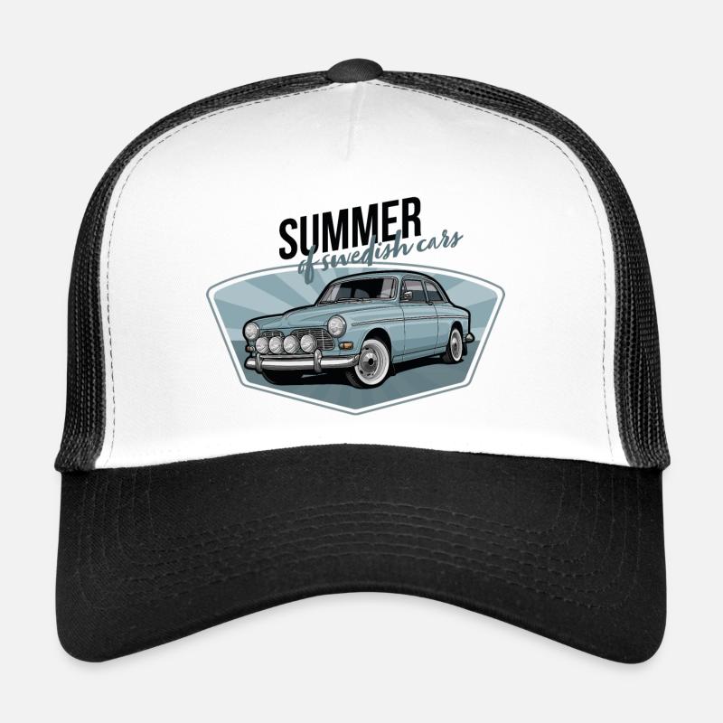 Swedish Classic Car // Illustration - Trucker Cap - Weiß/Schwarz