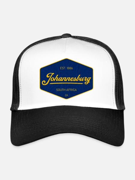 Panneau vintage de Johannesburg Bleu Jaune - Casquette trucker  - blanc/noir - Devant