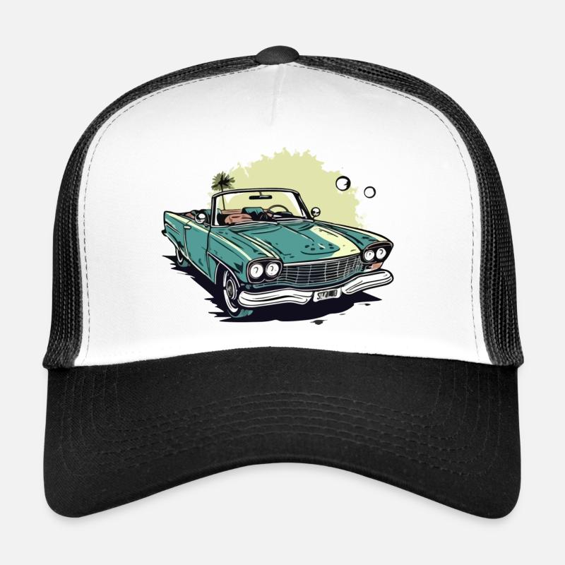 Cabriolet vert et palmier Casquette trucker 