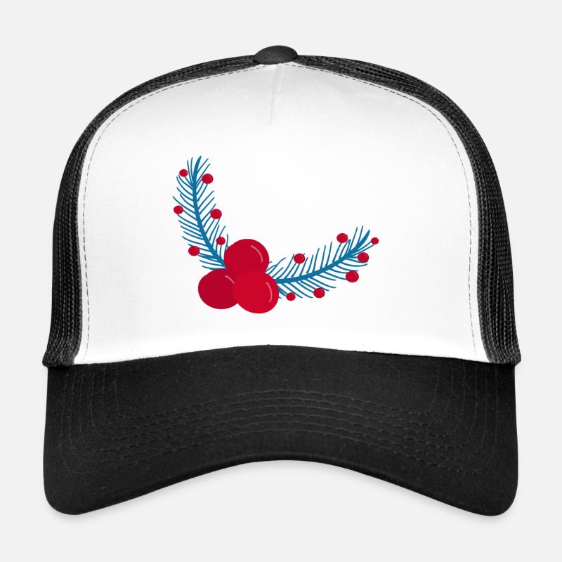 Feuilles et baies de houx de Noël1 Casquette trucker 