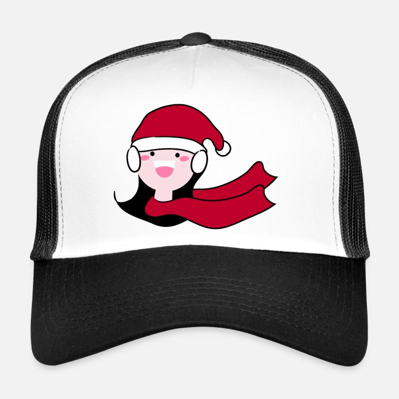 Fille heureuse dans le chapeau de Père Noël Casquette trucker 