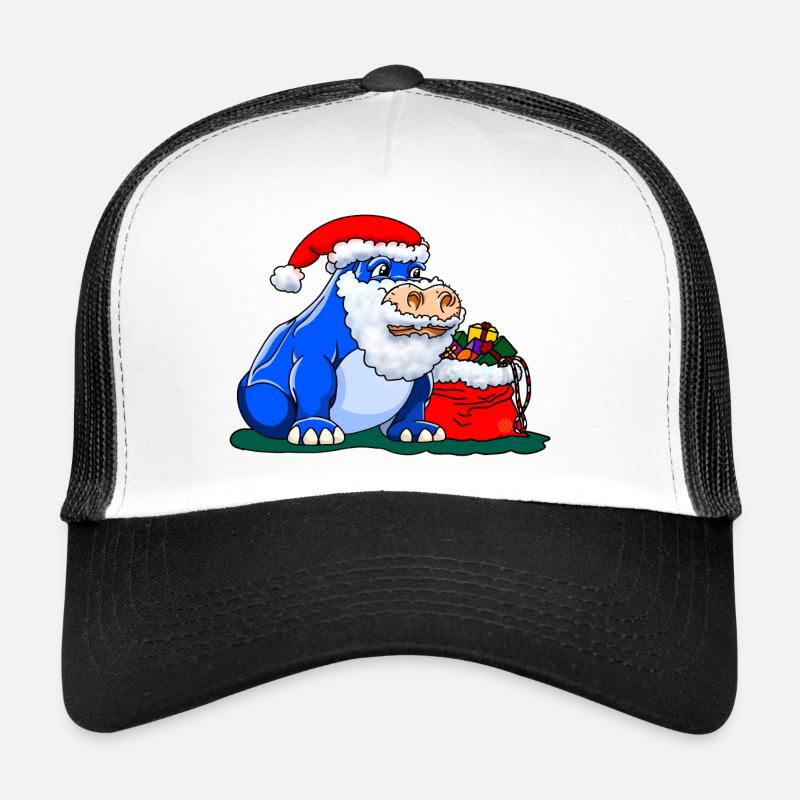 Weihnachtsmann Nilpferd - Trucker Cap - Weiß/Schwarz