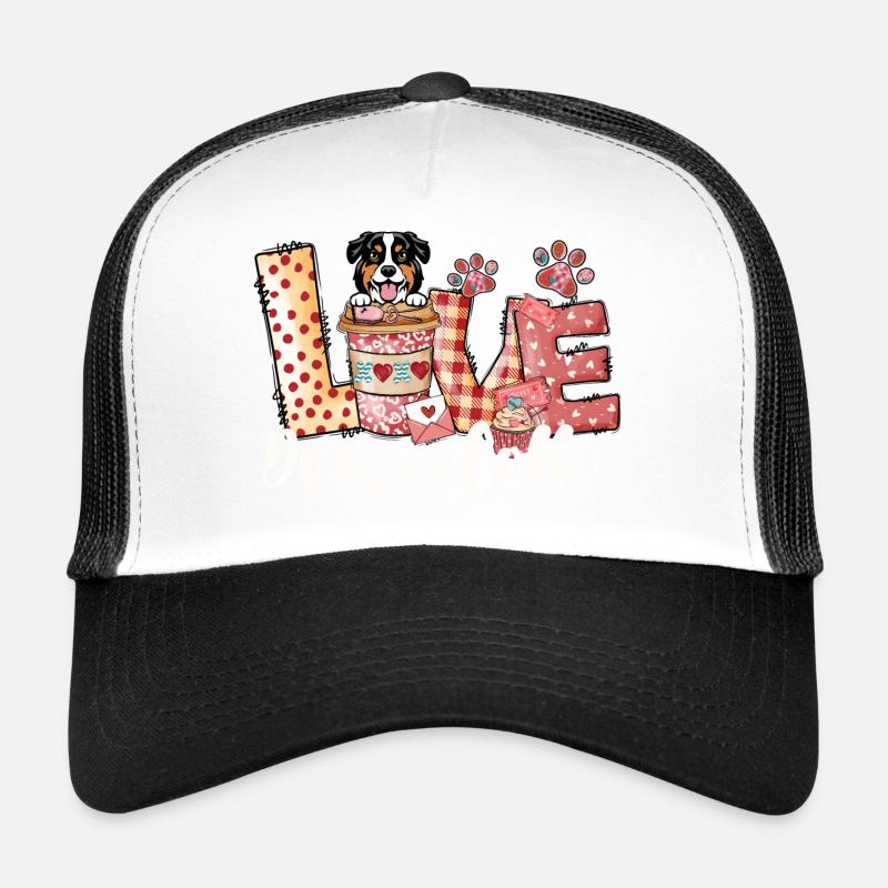 Australien Shephard chien amateur de café Saint-Valentin Da Casquette trucker 