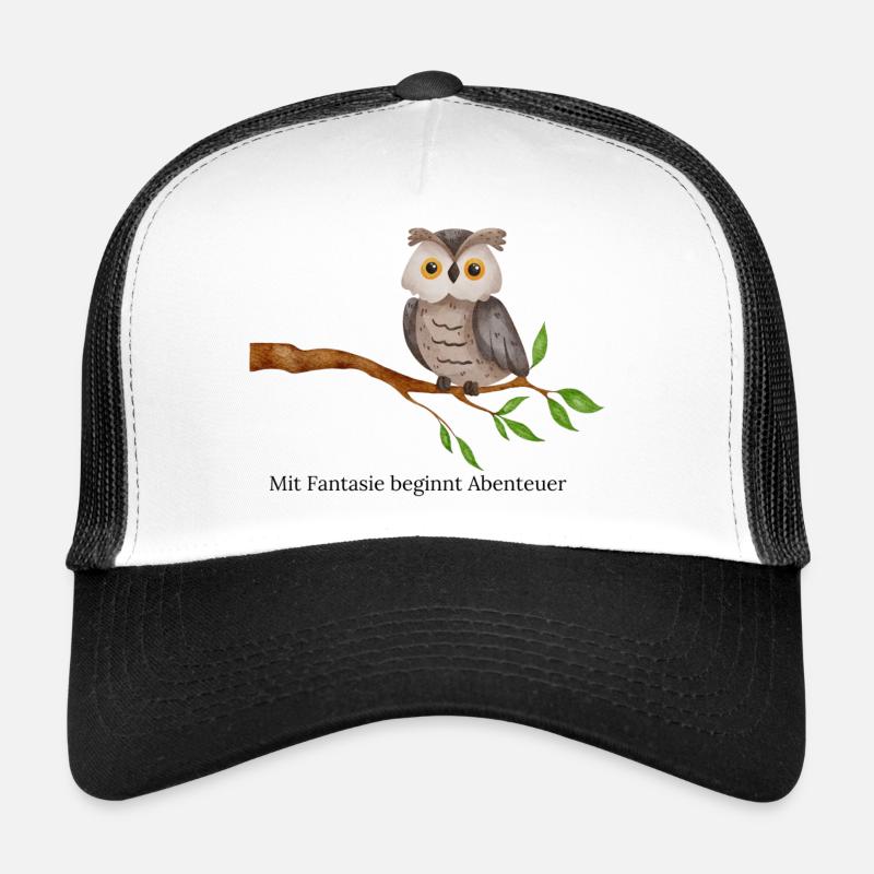Owl Motif - Trucker Cap - white/black