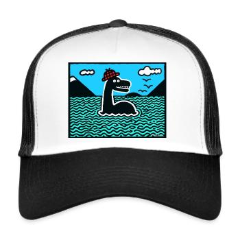Nessie Loch Ness monster - Trucker Cap - white/black - Front