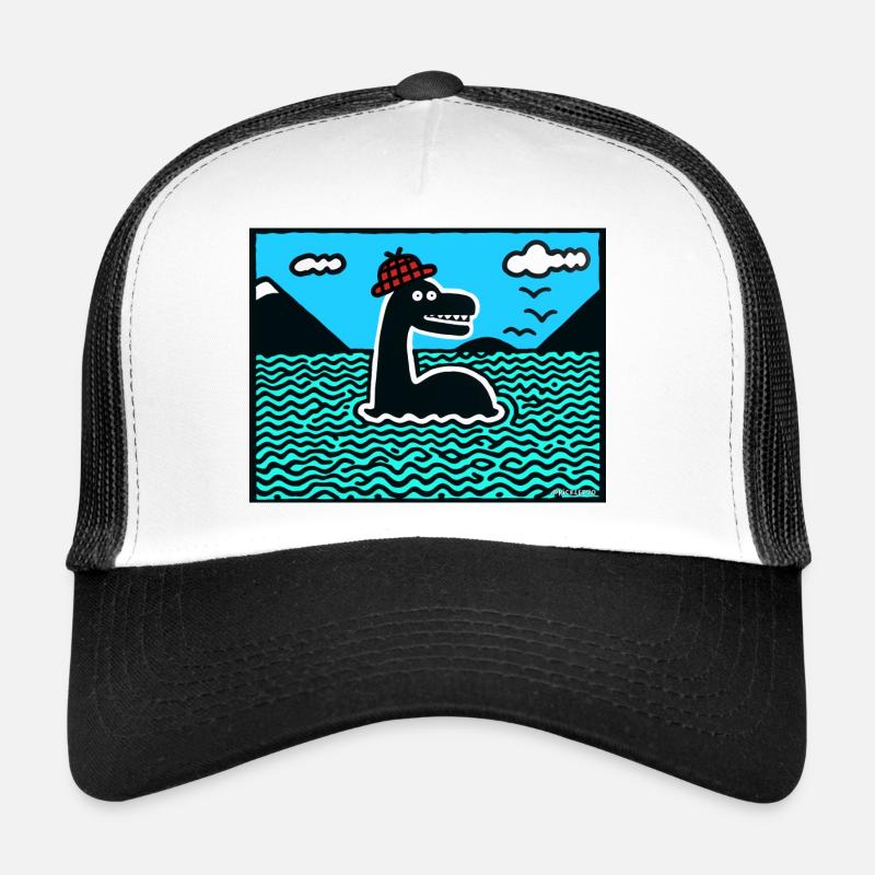 Nessie Loch Ness monster - Trucker Cap - white/black