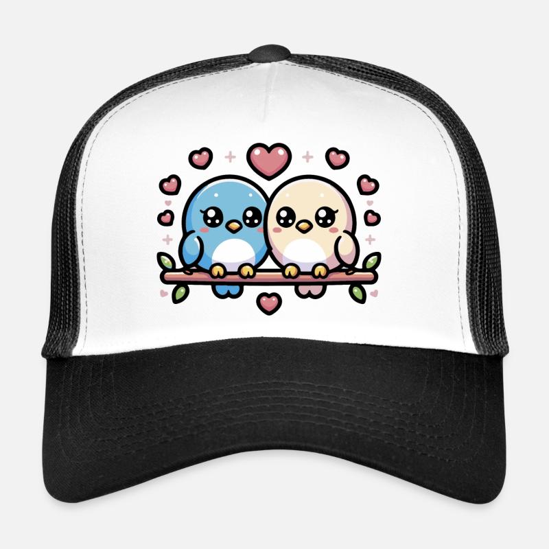 mignons tourtereaux perchés sur une branche Casquette trucker 