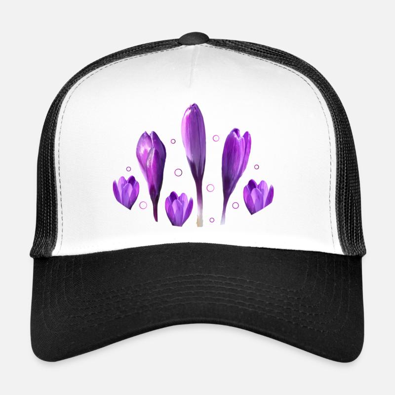 Krokusse Frühling Frühlingsboten - Trucker Cap - Weiß/Schwarz