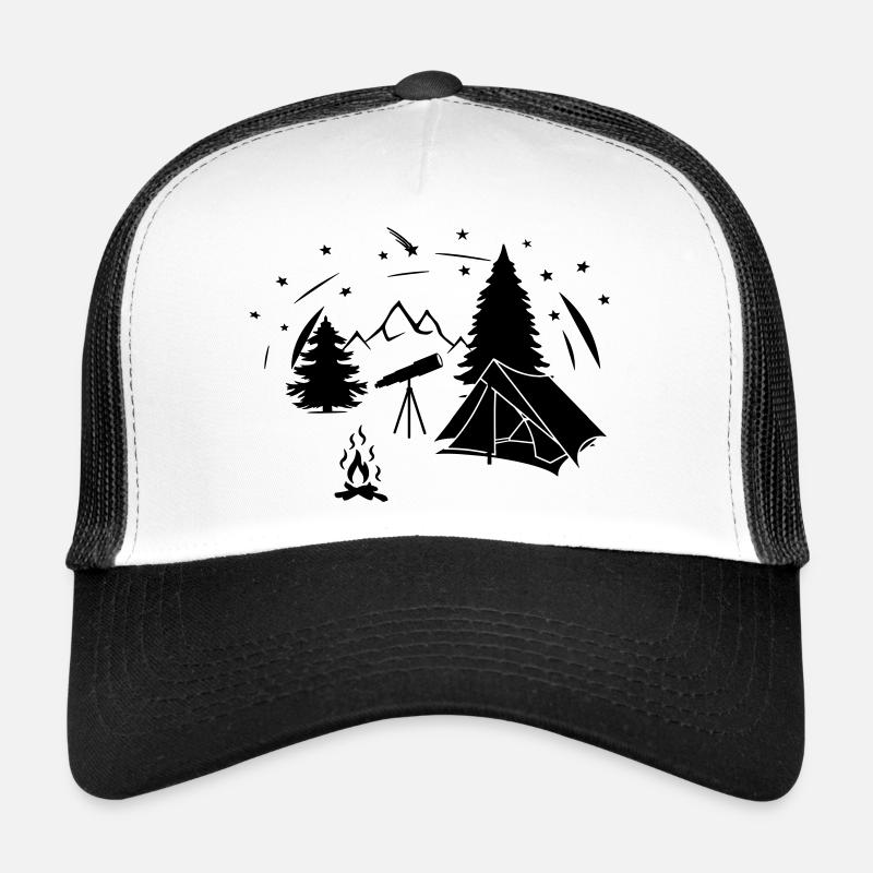 Starry sky in forest with starbinoculars Trucker Cap