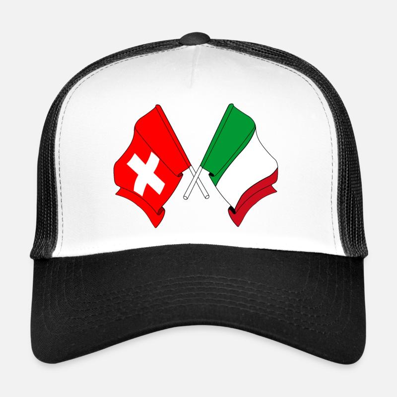 Drapeau de la Suisse et drapeau de l’Italie Casquette trucker 
