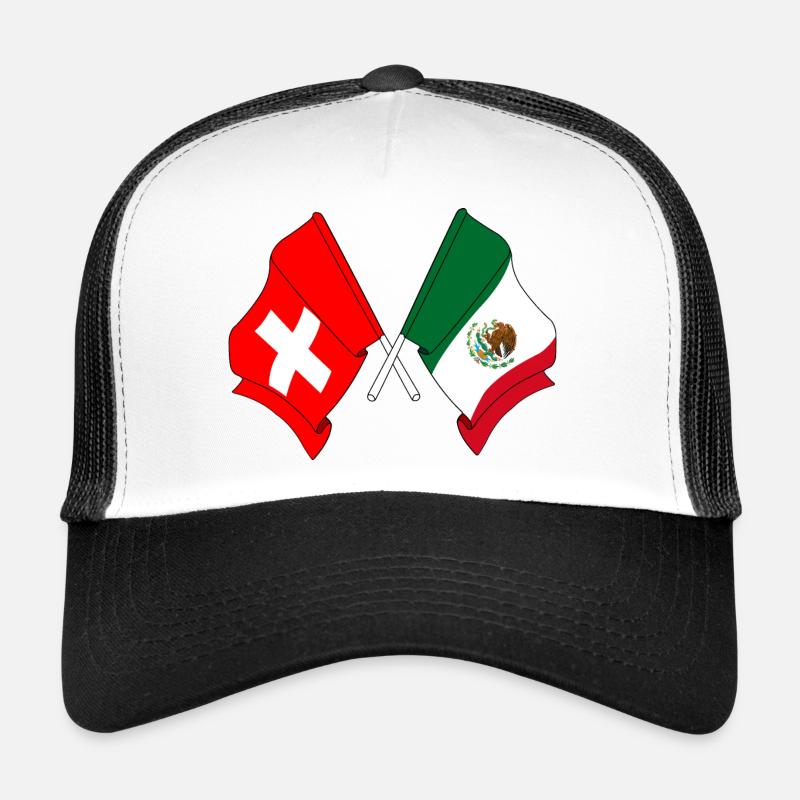 Flagge der Schweiz und Flagge Mexiko Trucker Cap
