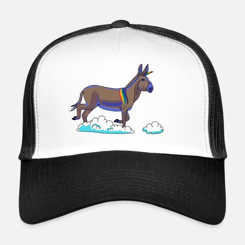 Rainbow Unicorn on Clouds - Trucker Cap - white/black