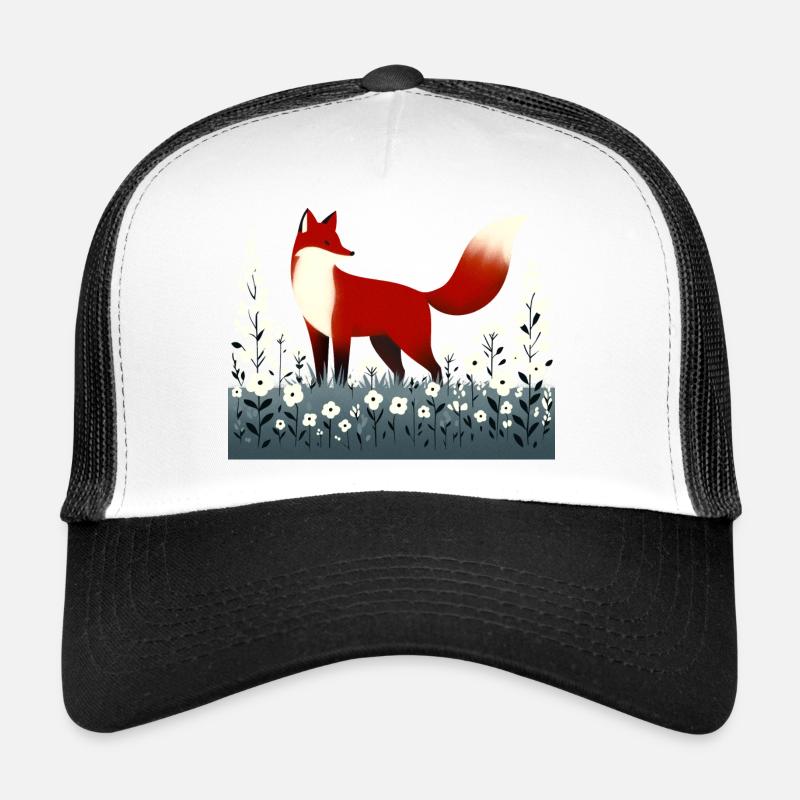 Renard dans une prairie fleurie Casquette trucker 