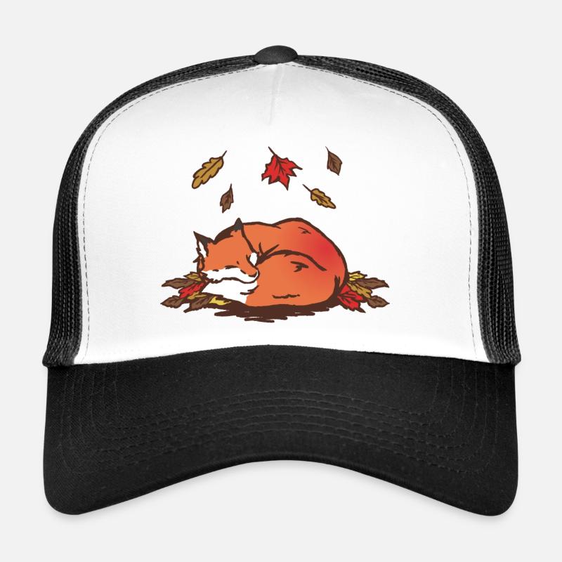 Ruhiger Herbstfuchs Illustration - Trucker Cap - Weiß/Schwarz